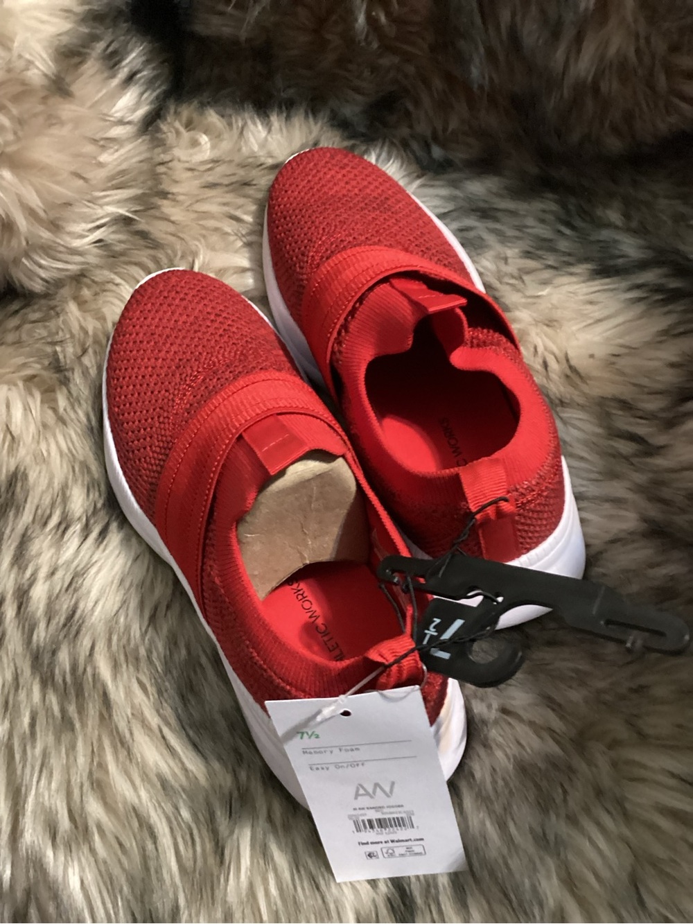 Athletic Works Red Slip-On Knit Athletic Shoes, new without the box